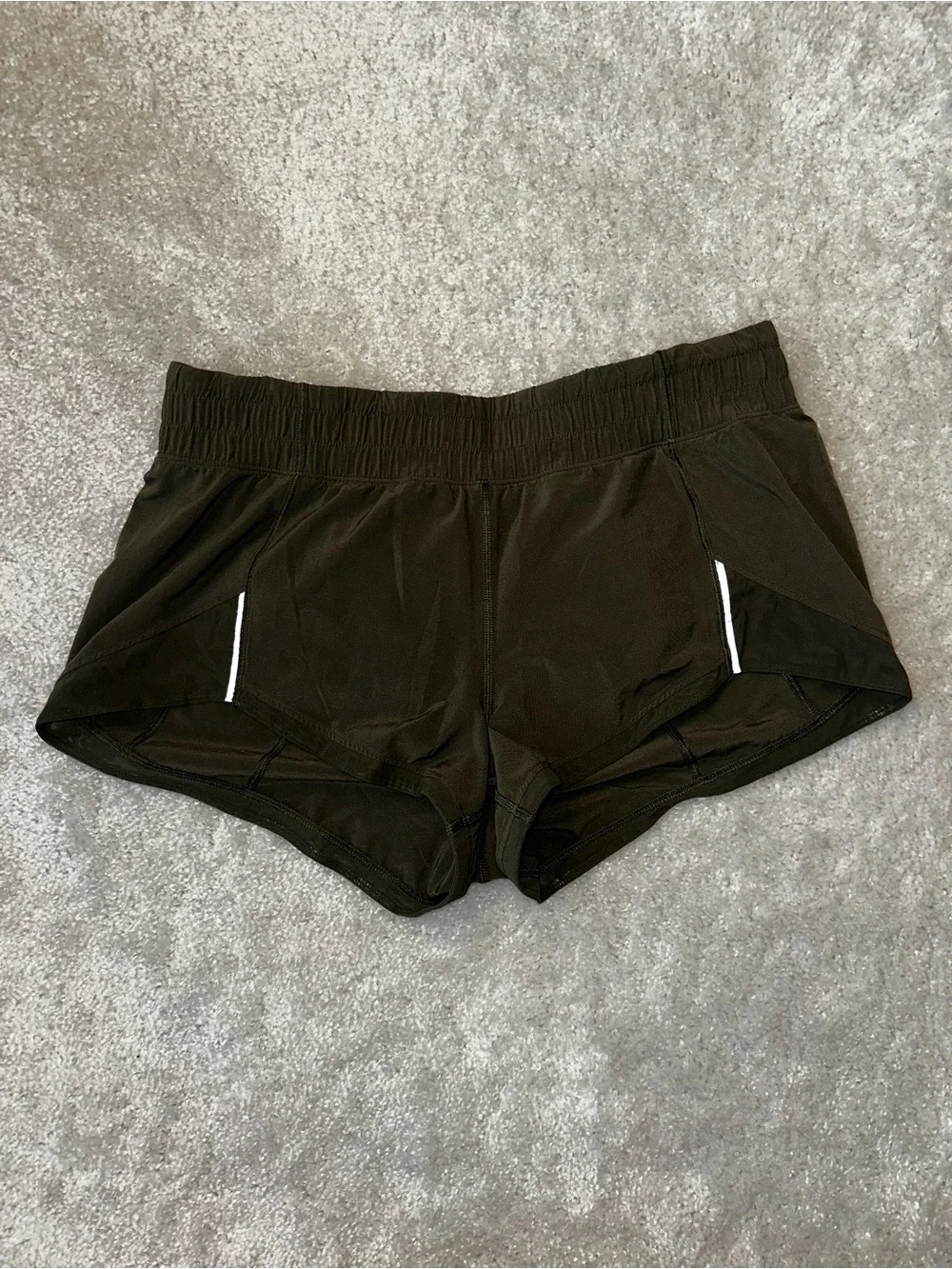 lululemon athletica Dark Olive Women's Athletic Shorts with Reflective Trim